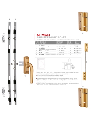非歐標(biāo)外平開(kāi)窗兩點(diǎn)鎖(撥釘式)系列